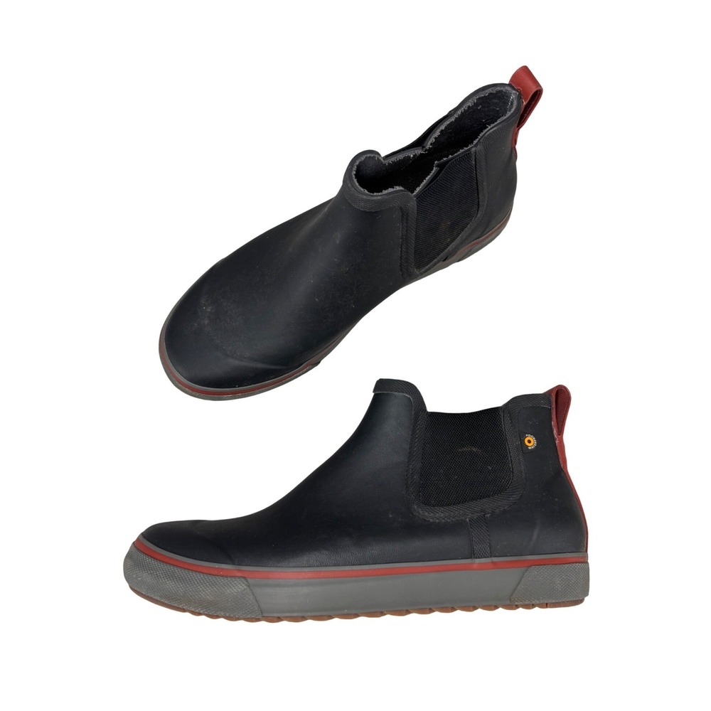 Bogs Kicker Rain II Black Red Waterproof Chelsea Boots Pull On Men's Size 9